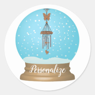 Sticker Rond Cylindre à papillon neige printemps été