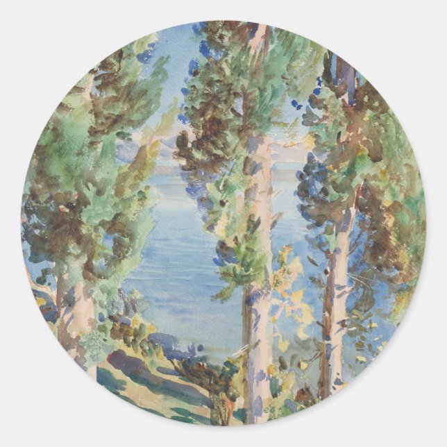 Sticker Rond Cyprès de Corfou par John Singer Sargent (Devant)