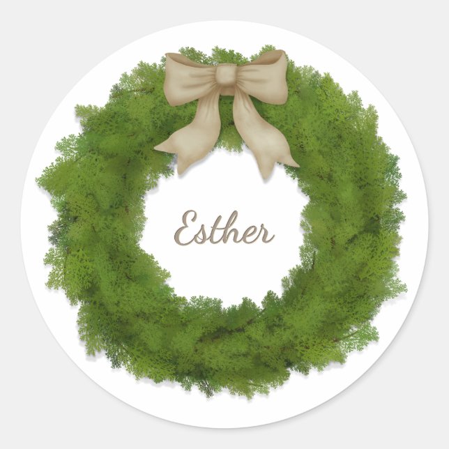 Sticker Rond Cypress Wreath With Bow Nom ou salut personnalisés (Devant)