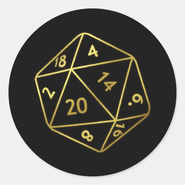 Sticker Rond D20 d'or (Devant)