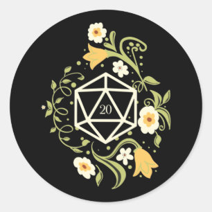 Sticker Rond D20 Dus de fleur druide Tabletop RPG
