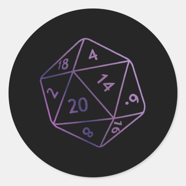Sticker Rond D20 violet (Devant)