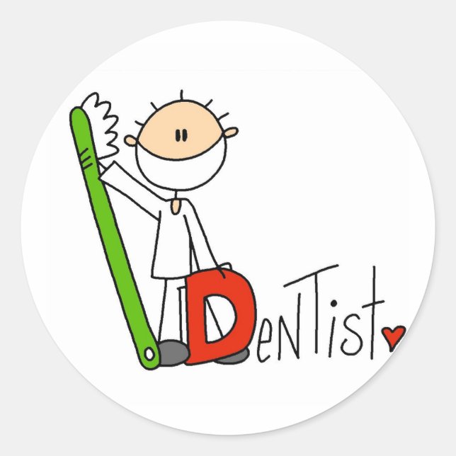 Sticker Rond D est pour Dentiste (Devant)