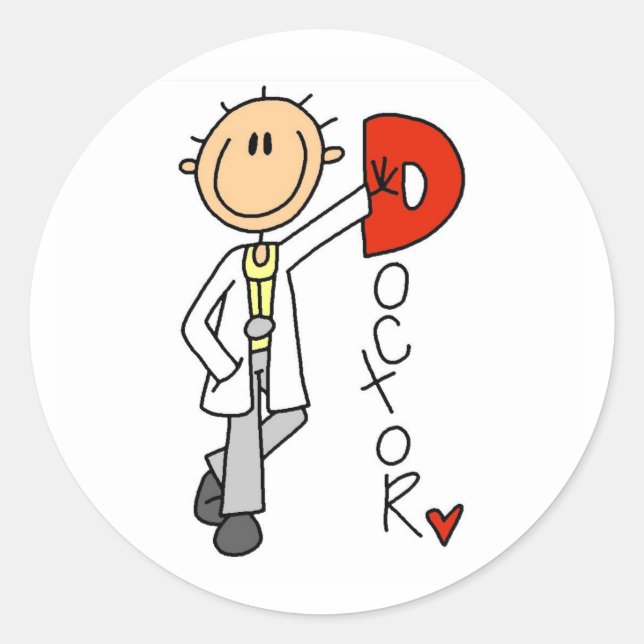 Sticker Rond D est pour docteur (Devant)