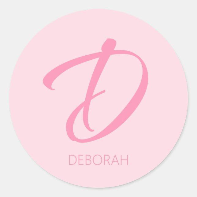 Sticker Rond D Monogramme rose personnalisé (Devant)