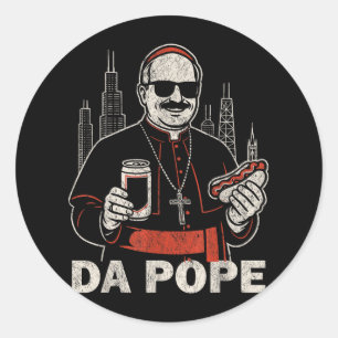 Sticker Rond Da Pope De L'Amérique Chicago Pape Leo Xiv Funny V