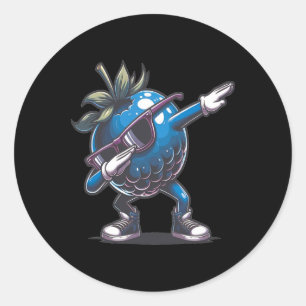 Sticker Rond Dab Blueberry Dancing Dabbing Blueberry Fruit