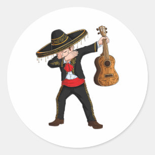 Sticker Rond Dab Costume Mariachi mexicain Charro Sombrero Cinc