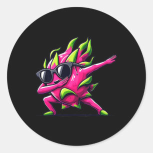 Sticker Rond Dab Fruit Dancing Dabbing Dragon Fruit Meme