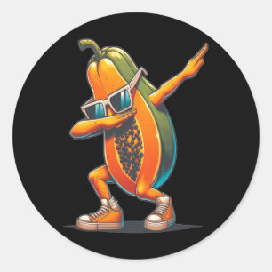Sticker Rond Dab Papaya Danser Dabbing Papaya Fruit Avec Sungl