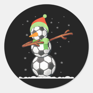 Sticker Rond Dab Snowman Fait De Boules De Football Drôle Noël