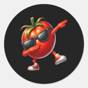 Sticker Rond Dab Tomato Danser Dabbing Fruit Tomate