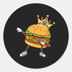Sticker Rond Dabbin Roi Des Burgers Burger Dab Danser Hommes Fe