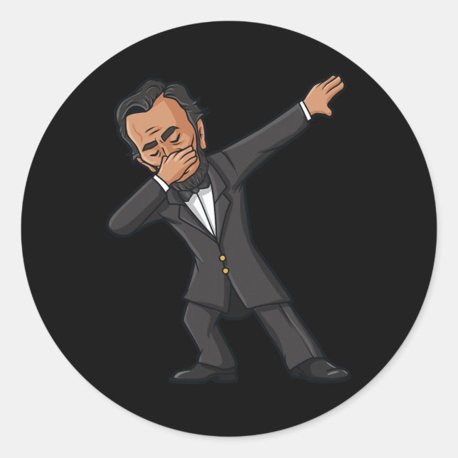 Sticker Rond Dabbing Abraham Lincoln 4 juillet Abe Dab Boys G (Devant)