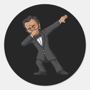 Sticker Rond Dabbing Abraham Lincoln 4 juillet Abe Dab Boys G
