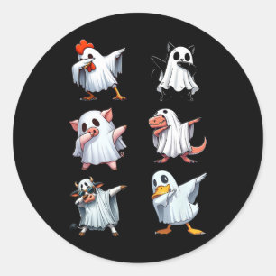 Sticker Rond Dabbing Animaux Ferme Halloween Ghost Costume drôl