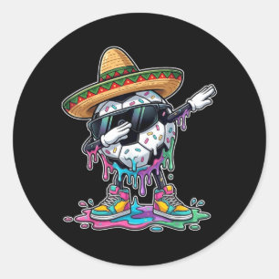 Sticker Rond Dabbing Ballon de Football Sombrero Cinco De Mayo