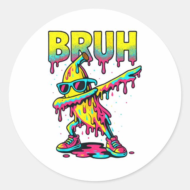 Sticker Rond Dabbing Banana Bruh Ice Cream Drip Banana Youth Bo (Devant)