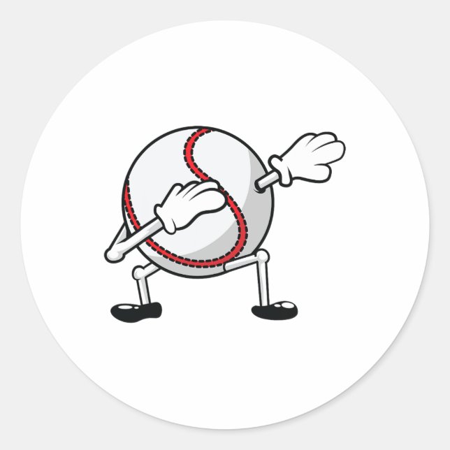 Sticker Rond Dabbing Baseball Cool Frapper Joueur De Baseball G (Devant)