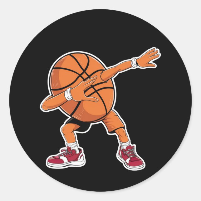 Sticker Rond Dabbing Basketball Ball Funny Sports Joueur (Devant)