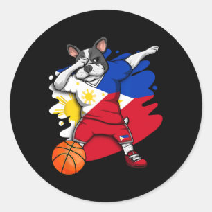 Sticker Rond Dabbing Bouledogue Français Les Philippines Sketll