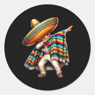 Sticker Rond Dabbing Boys Mexicain Poncho Cinco De Mayo 1