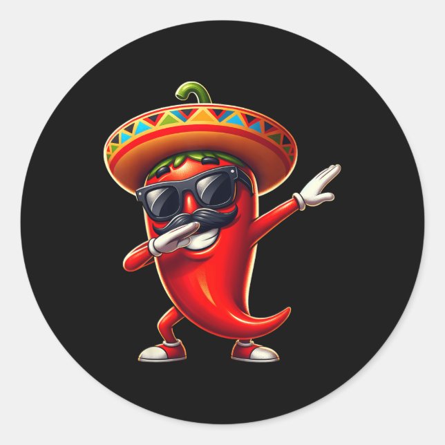 Sticker Rond Dabbing Chili Cinco De Mayo Mexicain Pour Hommes W (Devant)