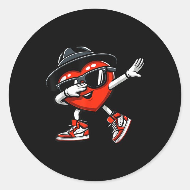 Sticker Rond Dabbing Coeur Amour Amour Enfants Garçons Hommes V (Devant)