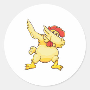 Sticker Rond Dabbing Dabbing Chicken Lover Cool Dab Party