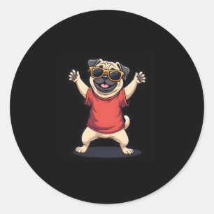 Sticker Rond Dabbing Dabbing Dab Carlin Chien Animaux Danse Ani