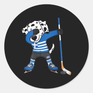 Sticker Rond Dabbing Dalmatien Grèce amateurs de hockey sur gla