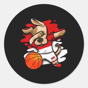 Sticker Rond Dabbing Dog Indonesia Sketll Fans Jersey Indonésie
