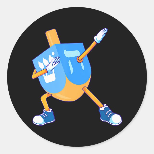Sticker Rond Dabbing Dreidel Hanoukka Danser Chanukah Girls (Devant)