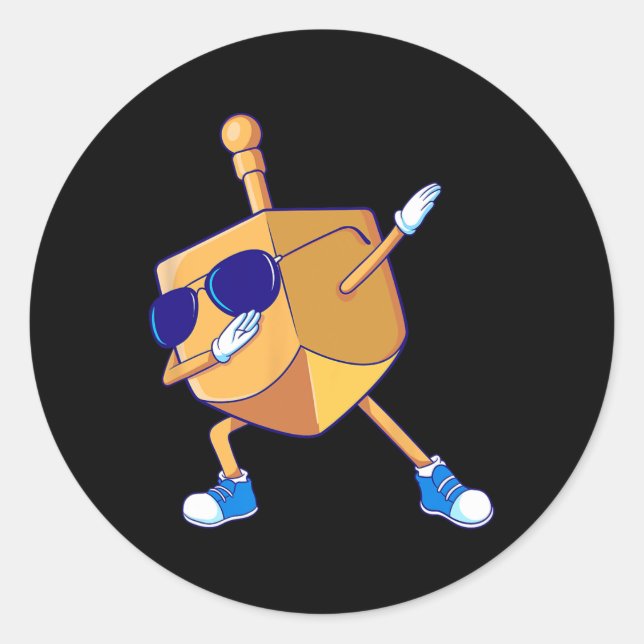 Sticker Rond Dabbing Dreidel Hanoukka Danser Chanukah Kids Gir (Devant)