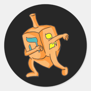 Sticker Rond Dabbing Dreidel Happy Hanoukka juif
