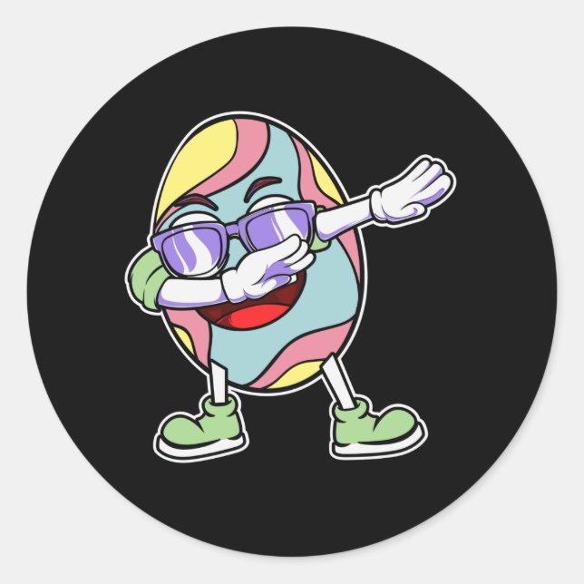 Sticker Rond Dabbing Easter Bunny Egg Chasse Panier Enfants Gar (Devant)