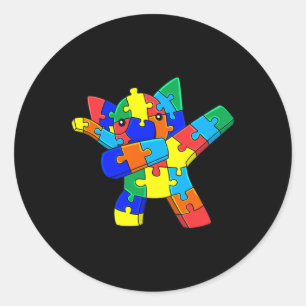 Sticker Rond Dabbing Elephant Puzzle Pièces Autisme Dab Boys Gi