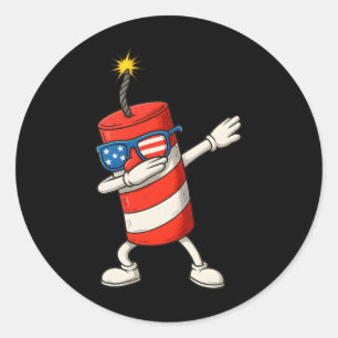 Sticker Rond Dabbing Firecracker Drôle 4 juillet Garçons Enfant