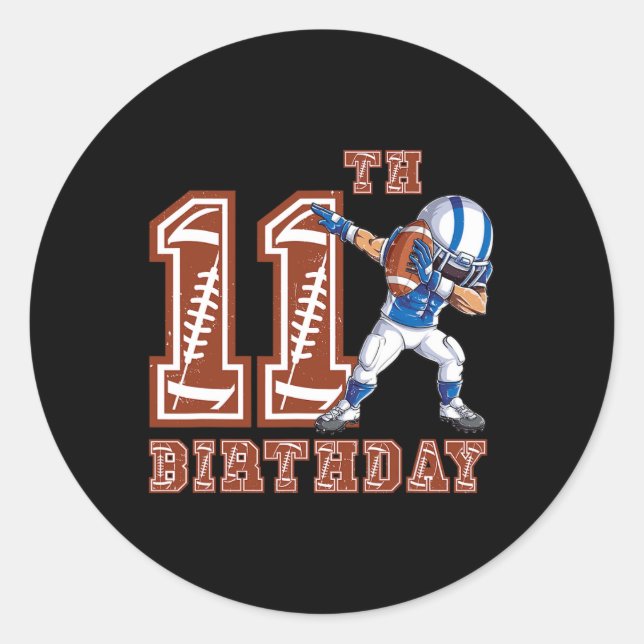Sticker Rond Dabbing Football Boy 11e anniversaire 11 onze ans (Devant)