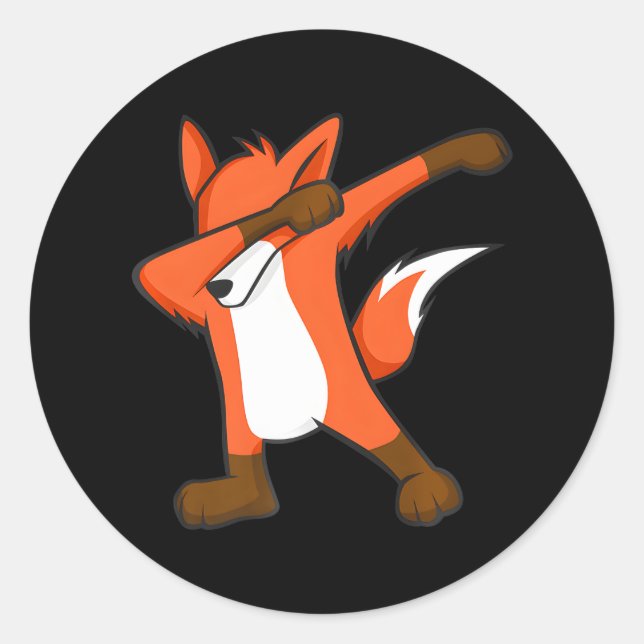 Sticker Rond Dabbing Fox mignon Hip hop Dab Dance (Devant)