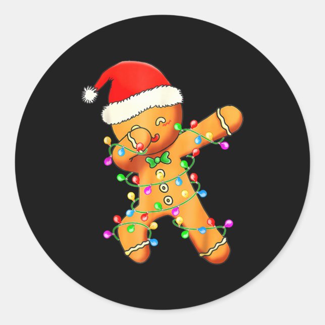 Sticker Rond Dabbing Gingerbread Christmas  (Devant)