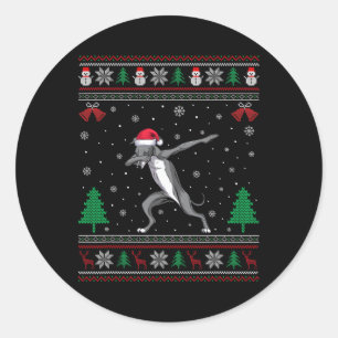 Sticker Rond Dabbing Greyhound Chien Santa Hat Garçons Filles E