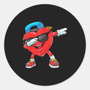 Sticker Rond Dabbing Heart Saint-Valentin Dab Danse Garçons Fil