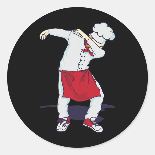 Sticker Rond Dabbing Hibachi Chef Cute Sous Head Cook Dab (Devant)