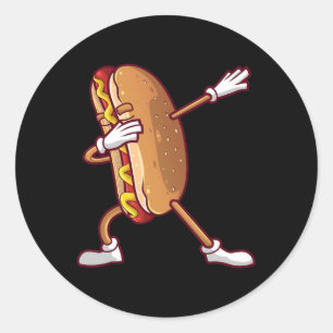 Sticker Rond Dabbing Hot Dog Design Pour Enfants Hommes Femmes