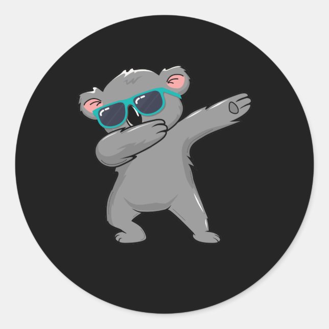 Sticker Rond Dabbing Koala Ours avec lunettes de soleil Cool Ko (Devant)