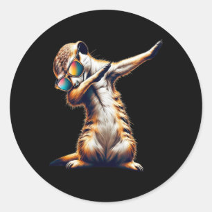 Sticker Rond Dabbing Meerkat Dancing Dab Surikate