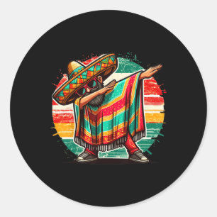 Sticker Rond Dabbing Mexicain Poncho Cinco De Mayo Garçons Homm