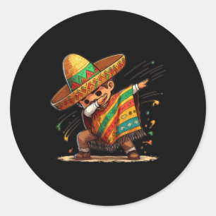 Sticker Rond Dabbing Mexicaine Poncho Cinco De Mayo Garçons Hom