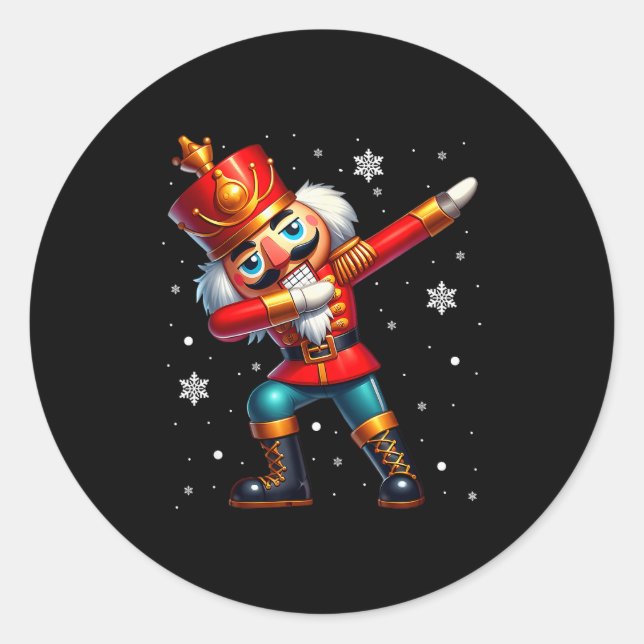 Sticker Rond Dabbing Nutcracker Christmas Costume Matching Fami (Devant)